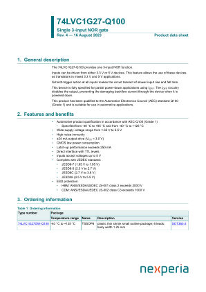 74LVC1G27GW-Q100H datasheet cover page