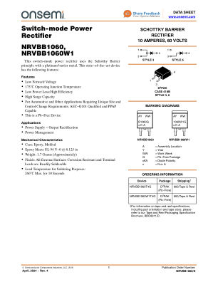 NRVBB1060 datasheet cover page