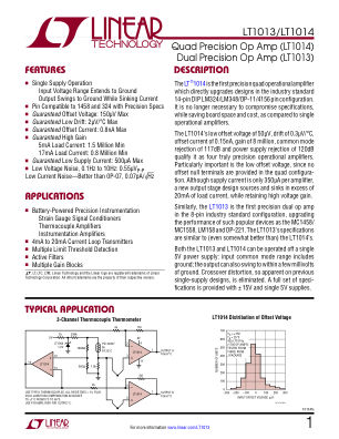 LT1013-LT1014 datasheet cover page