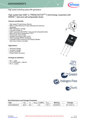 AIKW40N65DF5 datasheet cover page