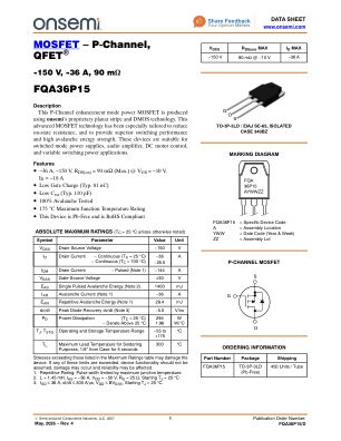 FQA36P15 数据手册首页