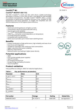 IMW65R072M1H datasheet cover page