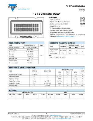 OLED012N002A 数据手册首页