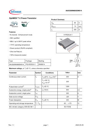 IAUS300N08S5N014 datasheet cover page