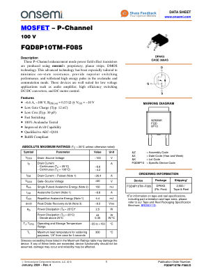 FQD8P10TM 数据手册首页