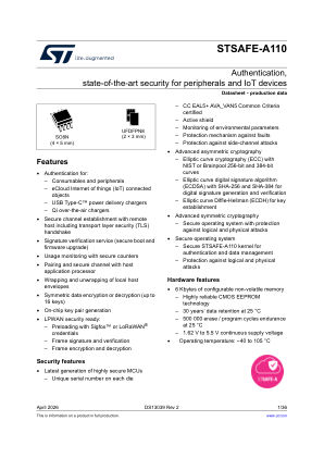 STSAFE-A110 datasheet cover page