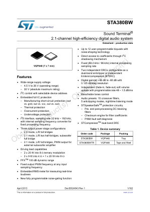 STA380BW datasheet cover page