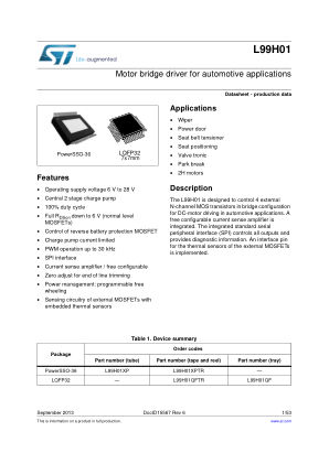 L99H01 datasheet cover page