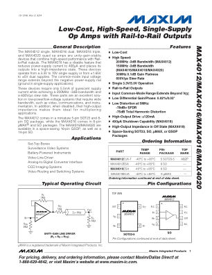 MAX4012 datasheet cover page