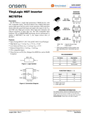 NC7ST04 数据手册首页