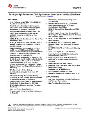 CDCE72010 datasheet cover page
