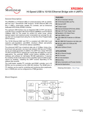 XR22804 datasheet cover page