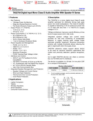 TAS2764 datasheet cover page
