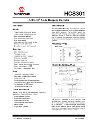 HCS301 数据手册首页