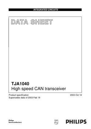 TJA1040 datasheet cover page