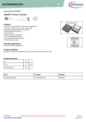 IAUZ40N06S5L050 datasheet cover page