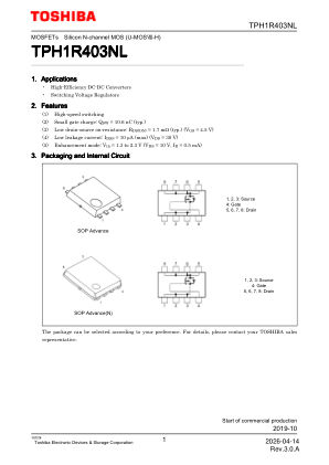 TPH1R403NL 数据手册首页