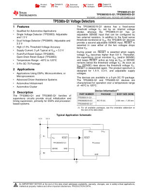TPS3805H33-Q1 datasheet cover page