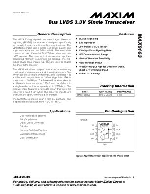 MAX9163 datasheet cover page