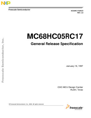 HC05RC17GRS 数据手册首页