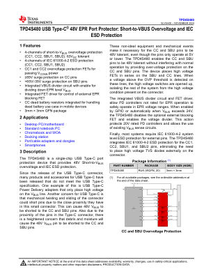 TPD4S480 datasheet cover page