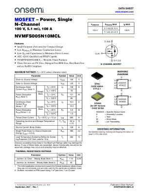 NVMFS005N10MCL 数据手册首页