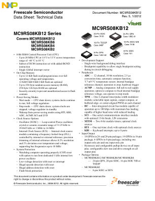 MC9RS08KB12R5 数据手册首页
