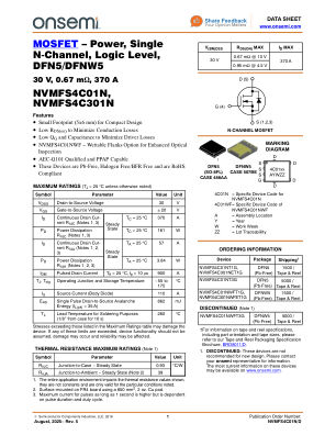 NVMFS4C01N 数据手册首页