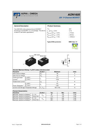 AON1605 datasheet cover page