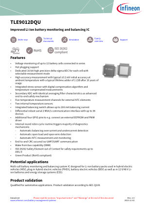 TLE9012DQU datasheet cover page