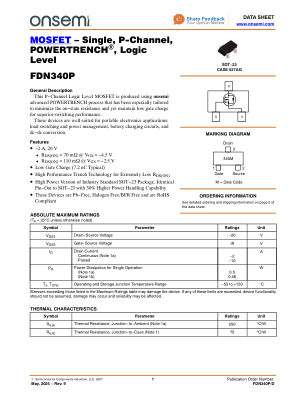 FDN340P datasheet cover page