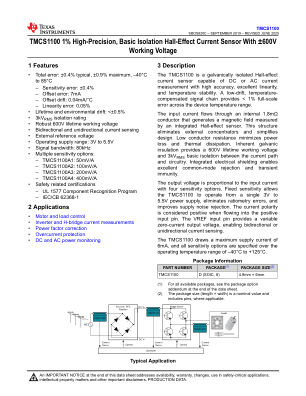 TMCS1100 datasheet cover page