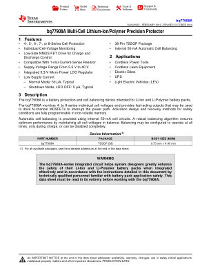 BQ77908A datasheet cover page