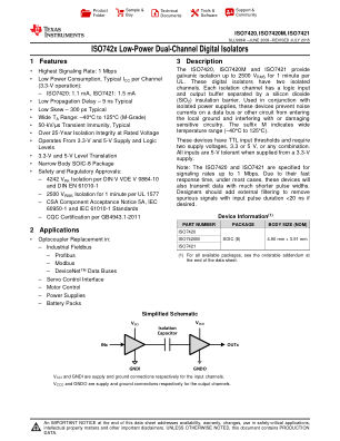 ISO7421 数据手册首页