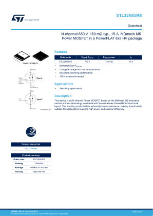 STL22N65M5 datasheet cover page