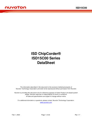 ISD15C00 datasheet cover page