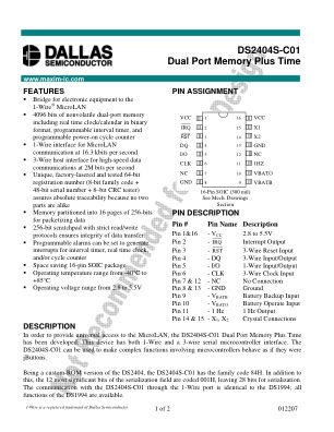 DS2404S-C01 datasheet cover page