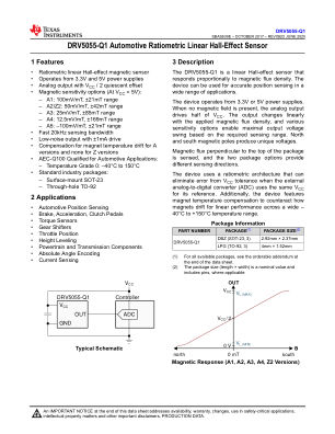 DRV5055-Q1 datasheet cover page