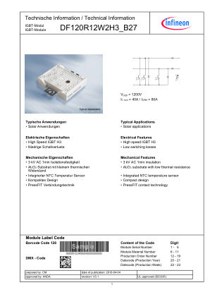 DF120R12W2H3-B27 datasheet cover page