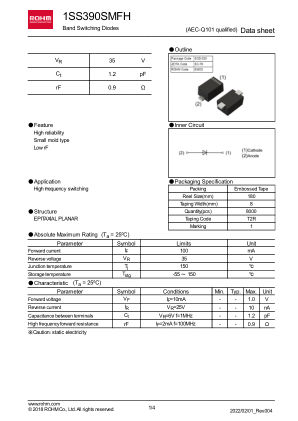 1SS390SMFH 数据手册首页