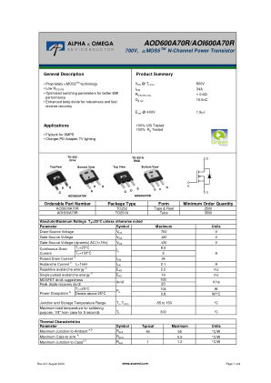 AOD600A70R 数据手册首页