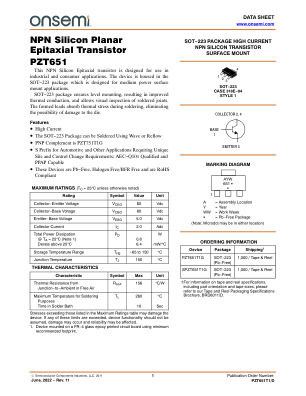 PZT651T1 数据手册首页