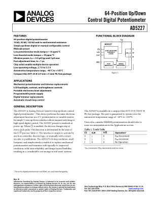 AD5227 datasheet cover page