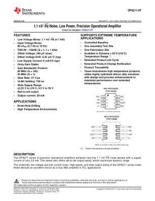 OPA211-HT 数据手册首页