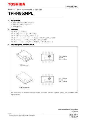 TPHR8504PL datasheet cover page