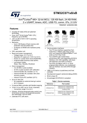 STM32C071C8 datasheet cover page