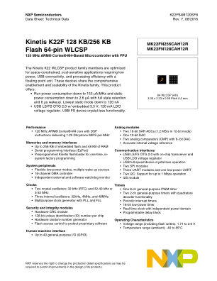 K22P64M120SF8 数据手册首页