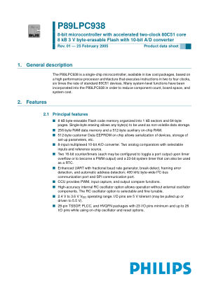P89LPC938 datasheet cover page
