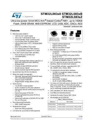 STM32L083V8 datasheet cover page