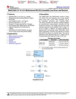 SN75C3243 datasheet cover page